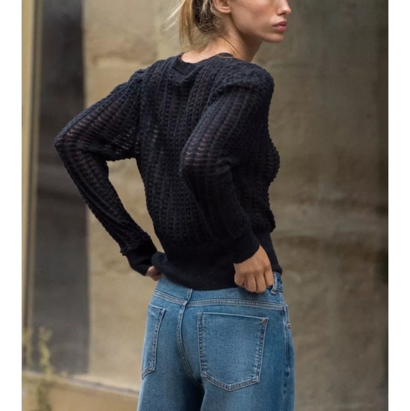 Zara Pointelle Knit Wool And Alpaca Cardigan - Picture 4 of 7